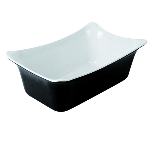 Blk/Wht 1/4 Size Melamine Crock 265 x 162 x 100 - Click Image to Close